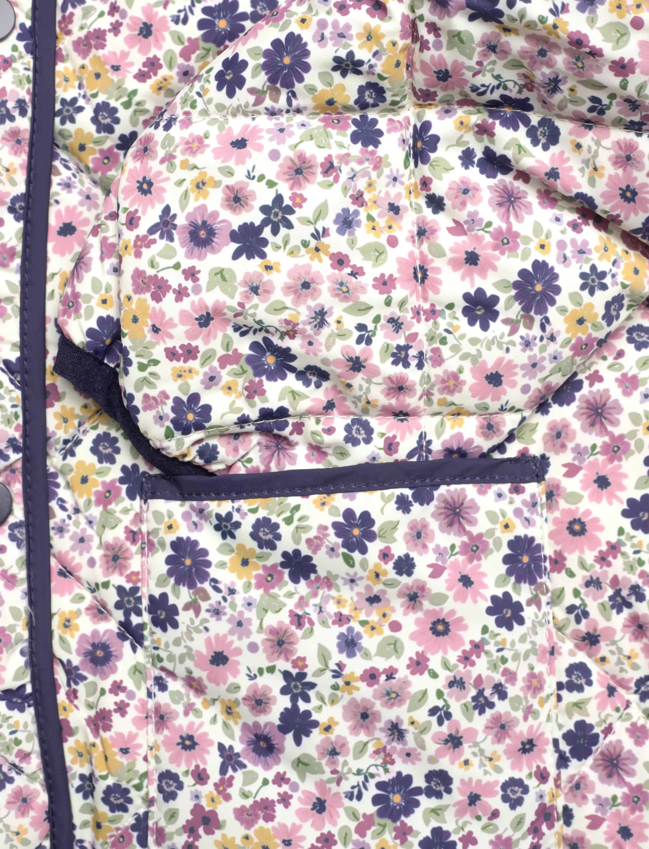 Mango - Flowers print quilted anorak - fall jackets - navy - 4