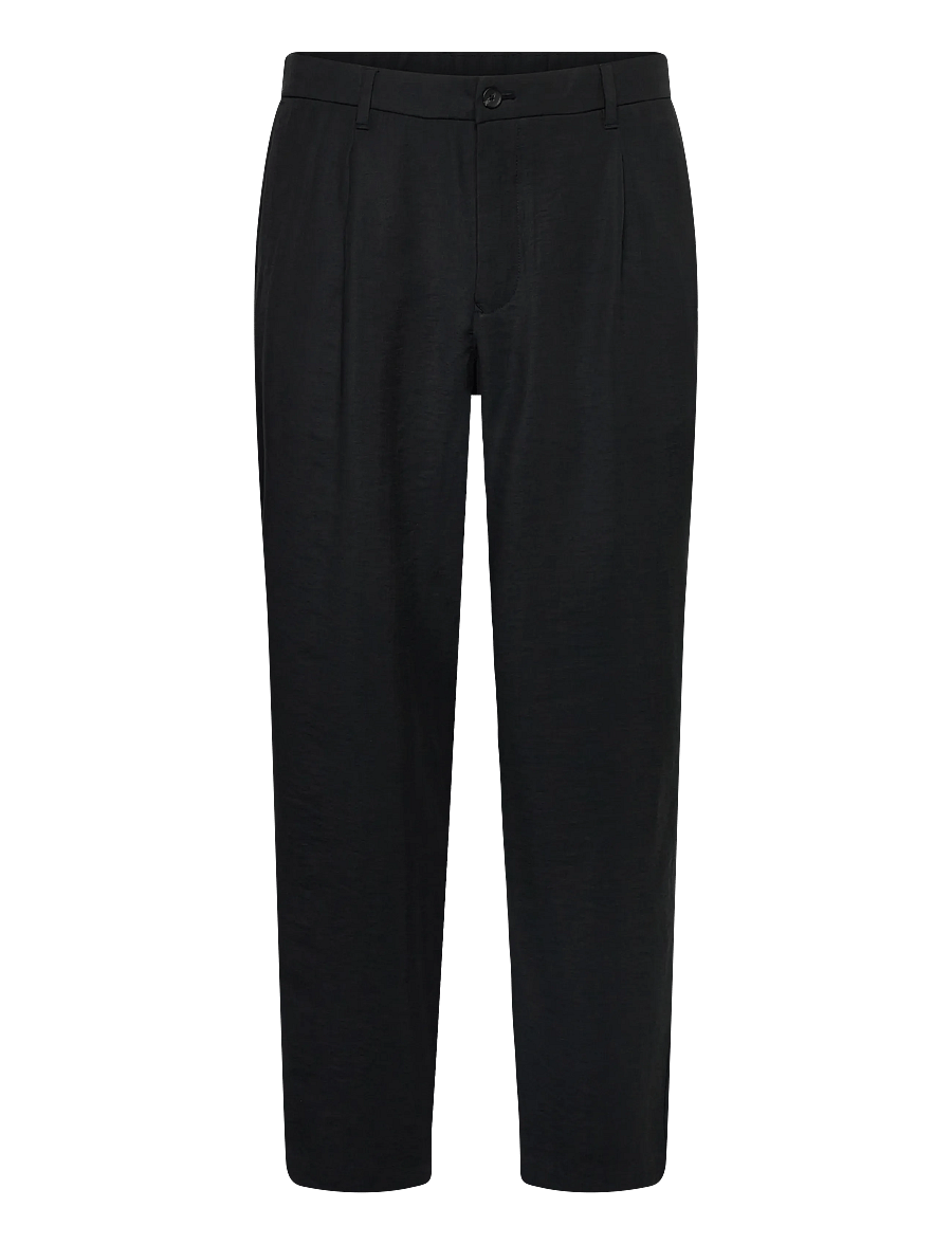 Mango - Straight-fit pleated trousers - casual byxor - black - 1