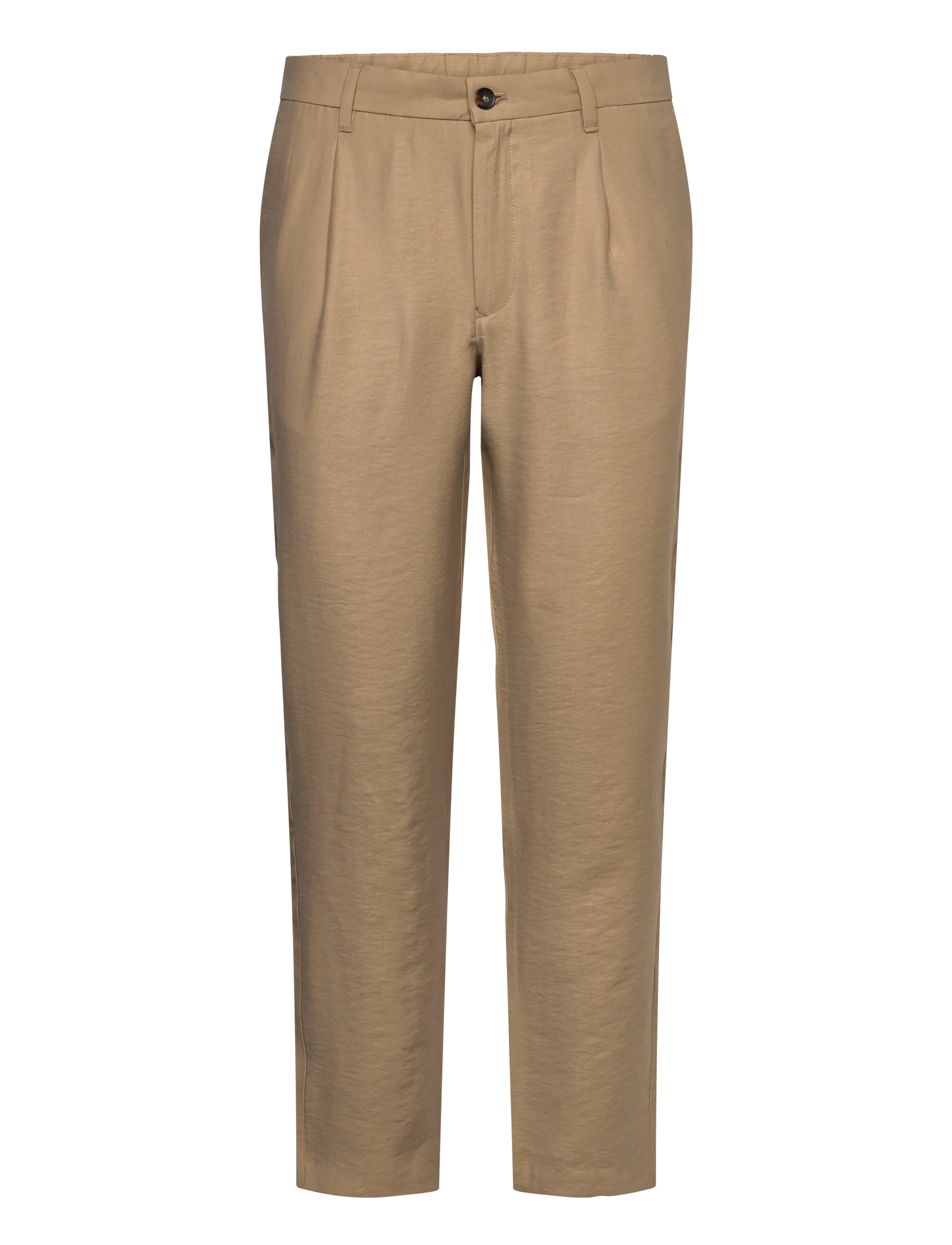 Straight-fit pleated trousers - LIGHT BEIGE