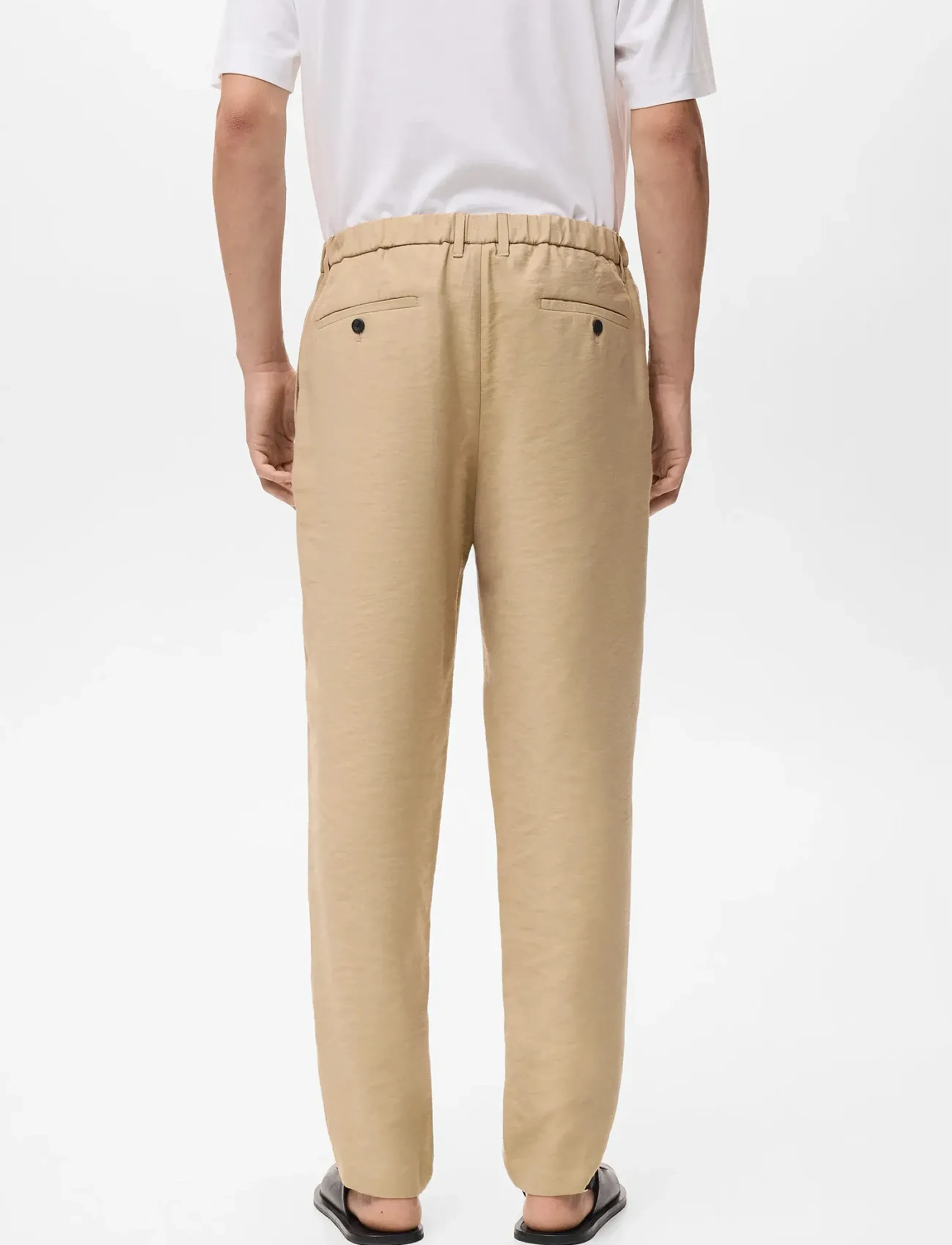 Mango - Straight-fit pleated trousers - casual - light beige - 3