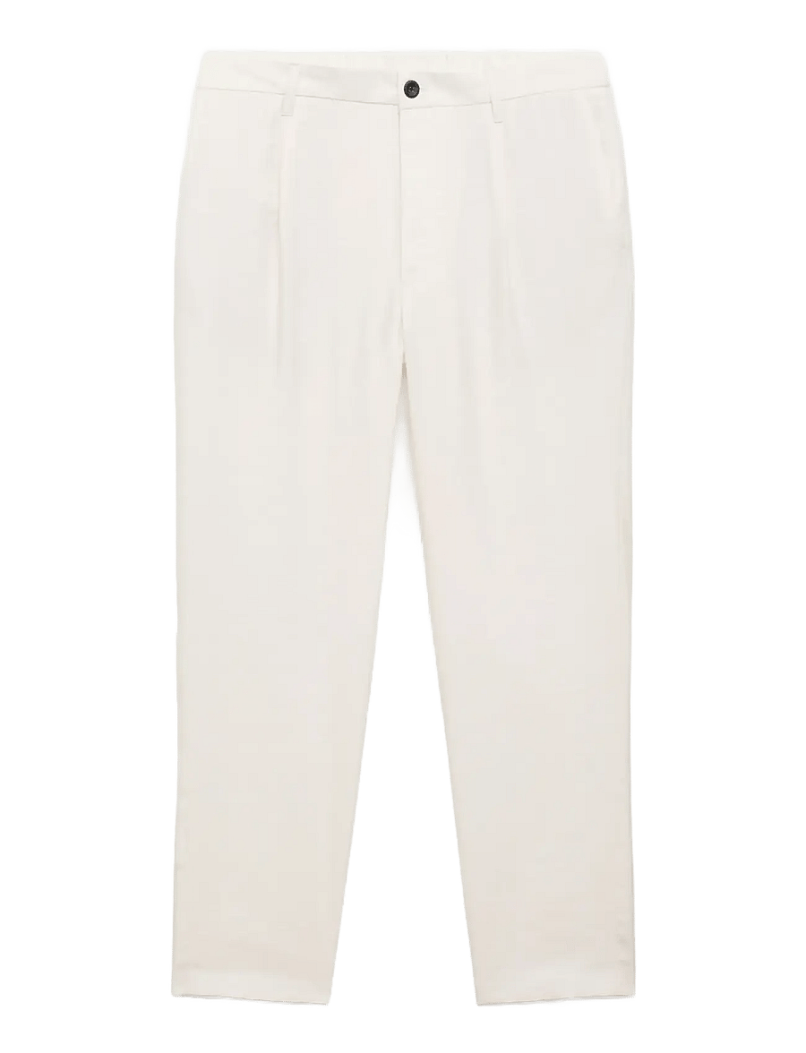 Mango - Straight-fit pleated trousers - casual byxor - natural white - 1