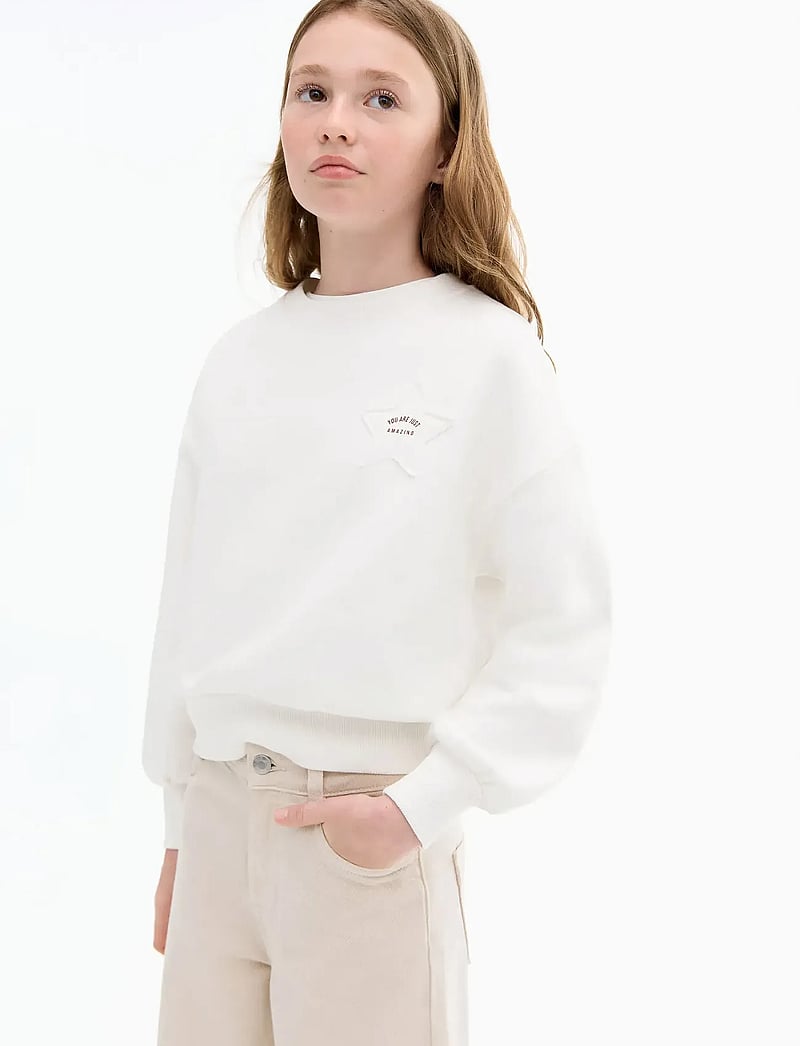 Mango - Sweatshirt with embroidered star - sweatshirts - natural white - 0