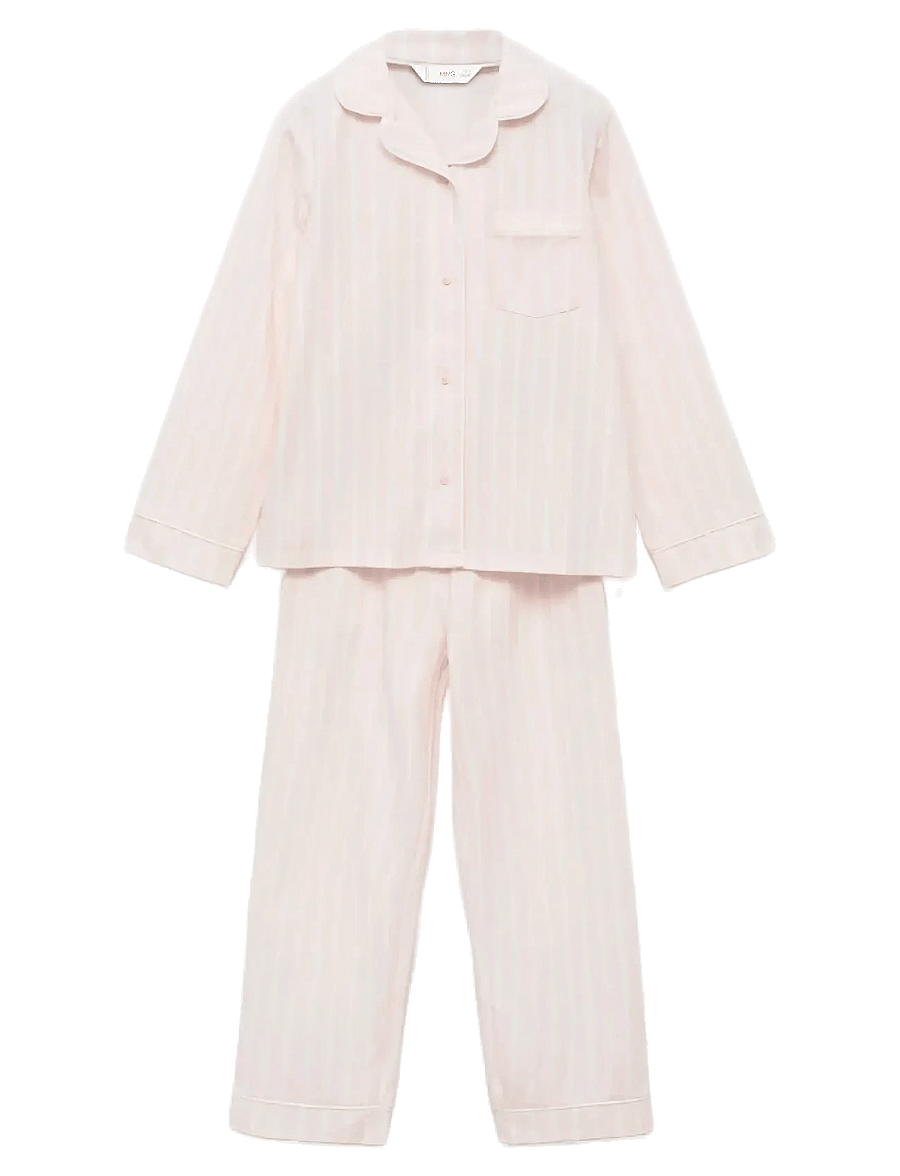 Mango - Striped long pyjamas - pyjamassæt - lt-pastel pink - 0