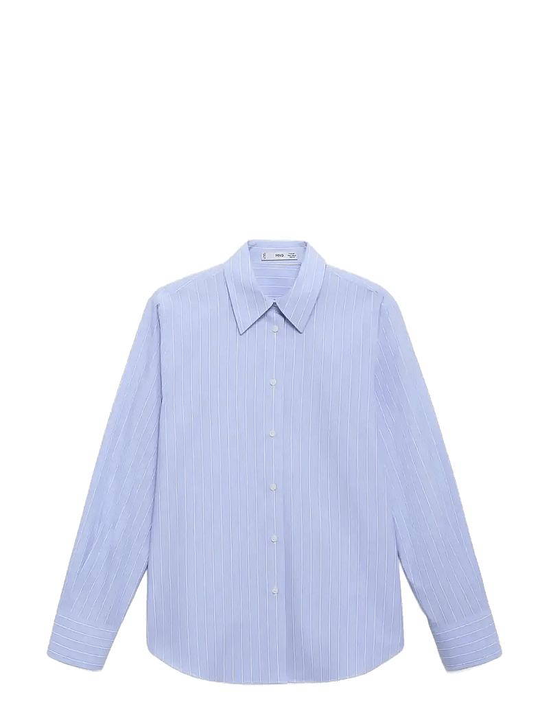 Mango - Cotton and lyocell blend straight shirt - langærmede skjorter - lt-pastel blue - 0