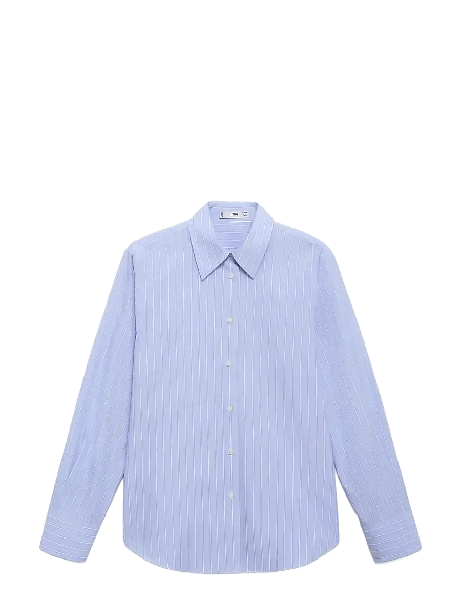 Mango - Cotton and lyocell blend straight shirt - langærmede skjorter - lt-pastel blue - 1