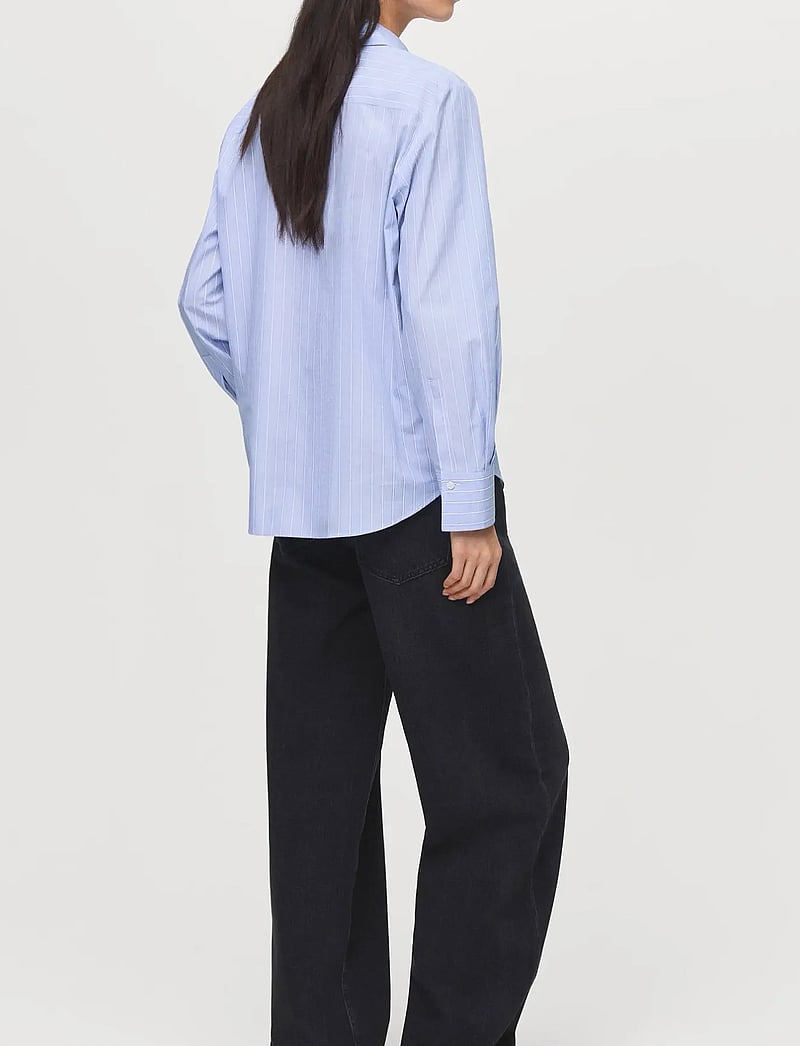 Mango - Cotton and lyocell blend straight shirt - langærmede skjorter - lt-pastel blue - 1