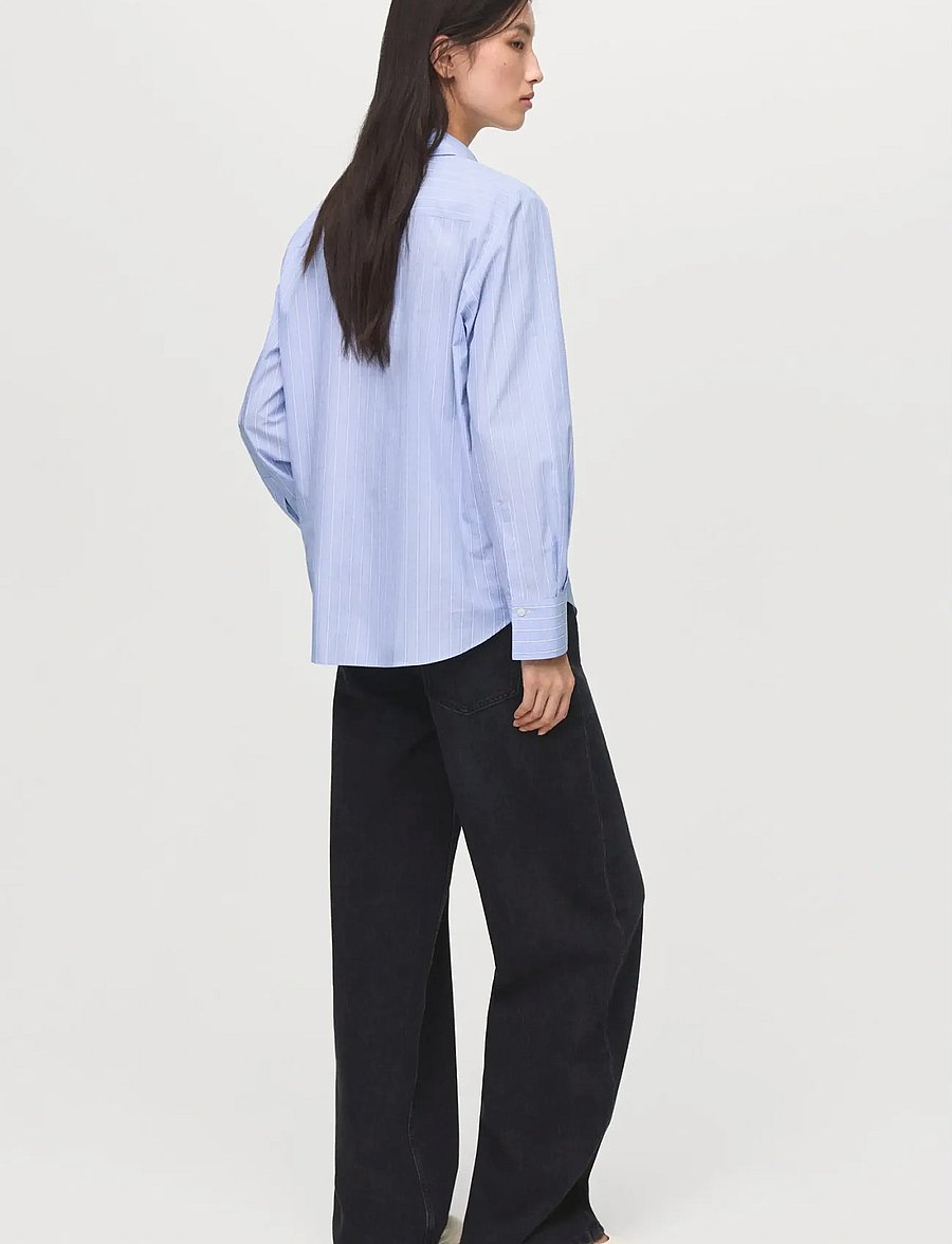 Mango - Cotton and lyocell blend straight shirt - langærmede skjorter - lt-pastel blue - 2
