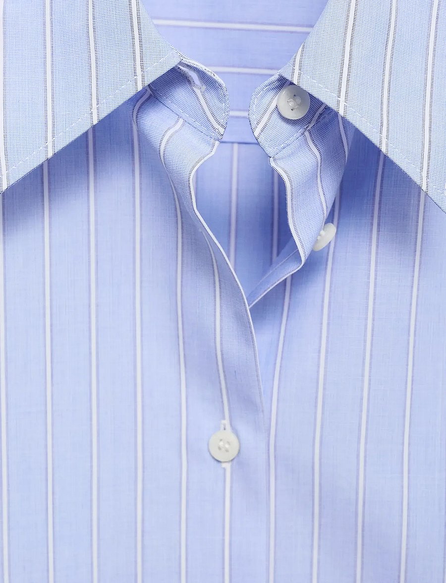 Mango - Cotton and lyocell blend straight shirt - langærmede skjorter - lt-pastel blue - 3