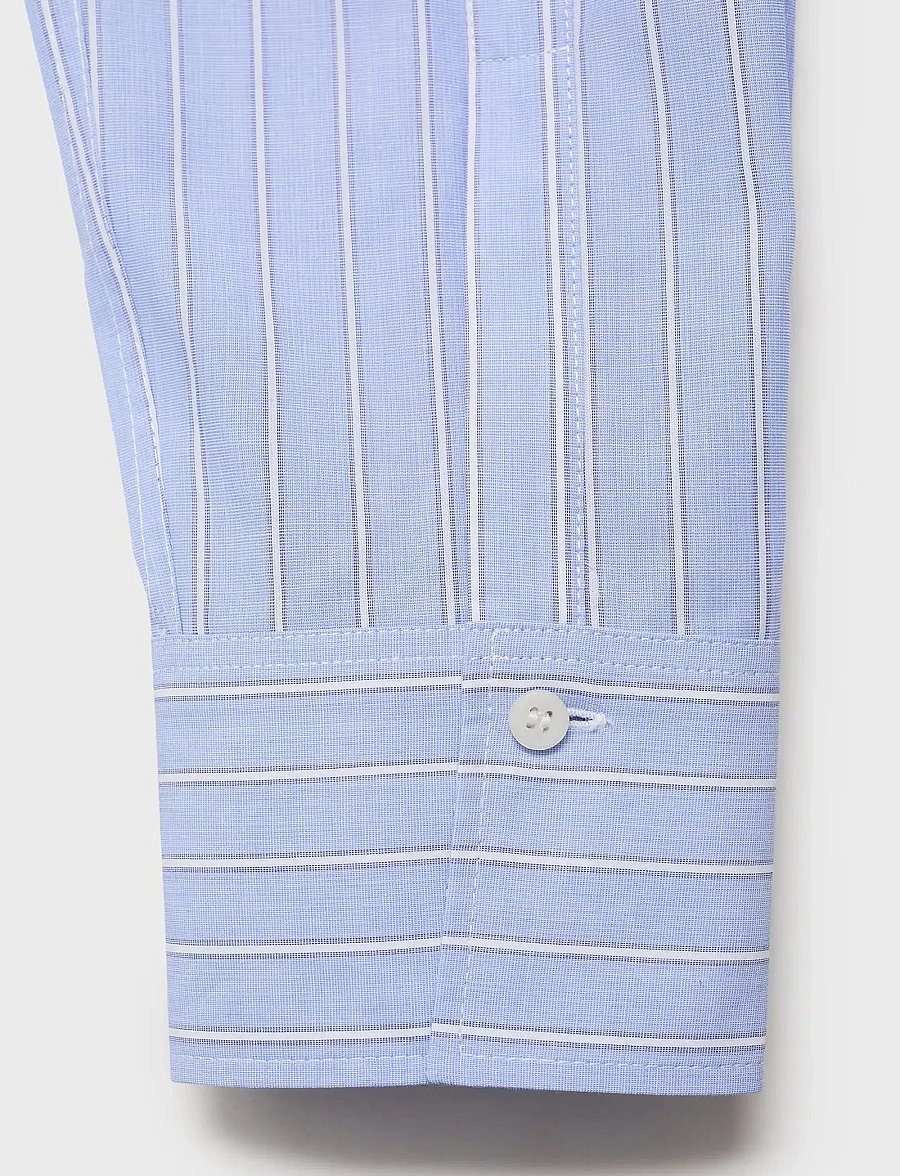 Mango - Cotton and lyocell blend straight shirt - langærmede skjorter - lt-pastel blue - 4