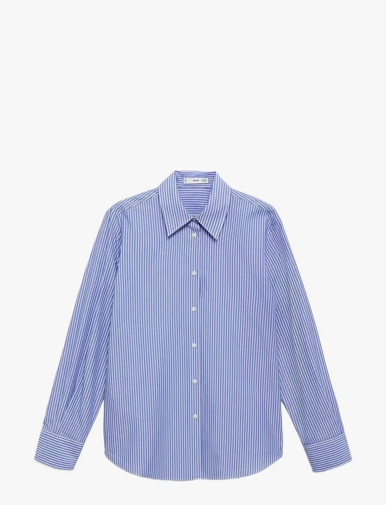 Mango - Cotton and lyocell blend straight shirt - medium blue - 1