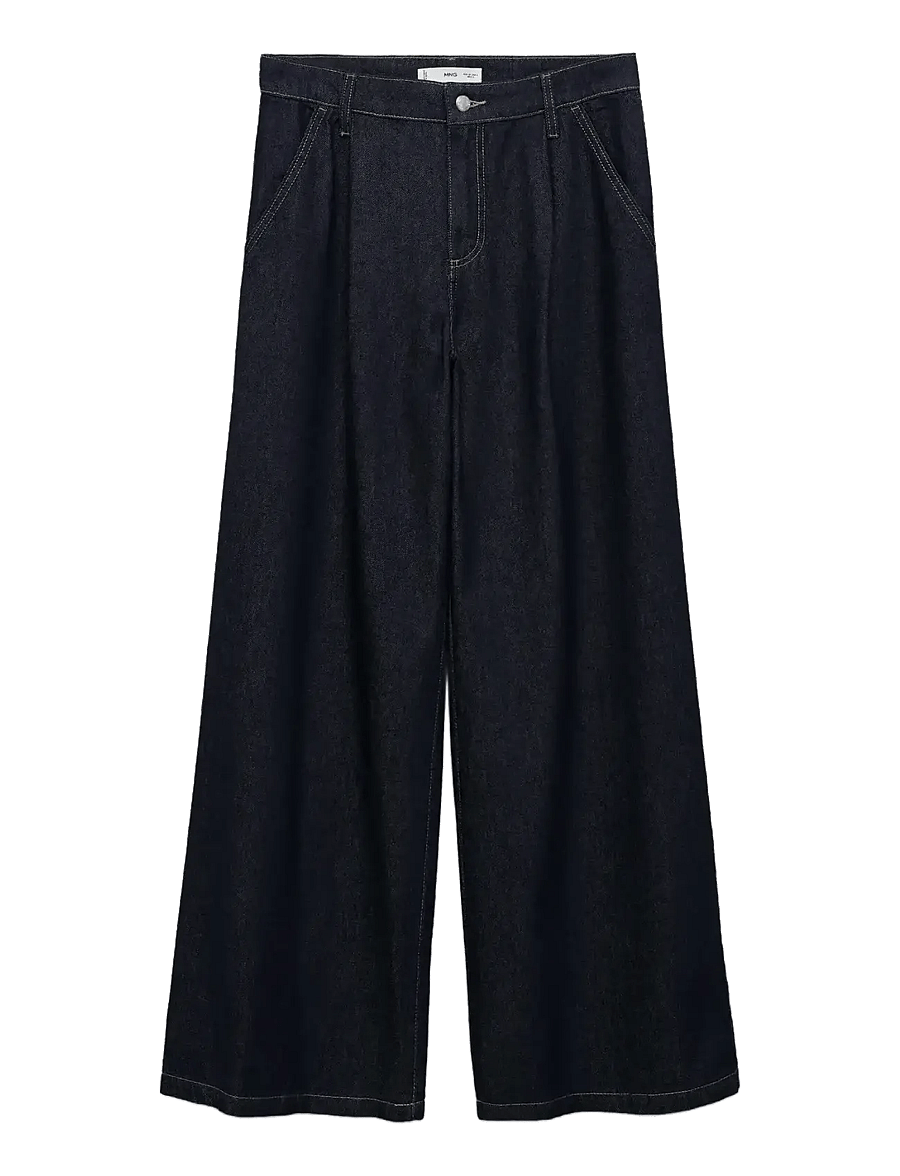 Mango - Wide leg pleated jeans - open blue - 1