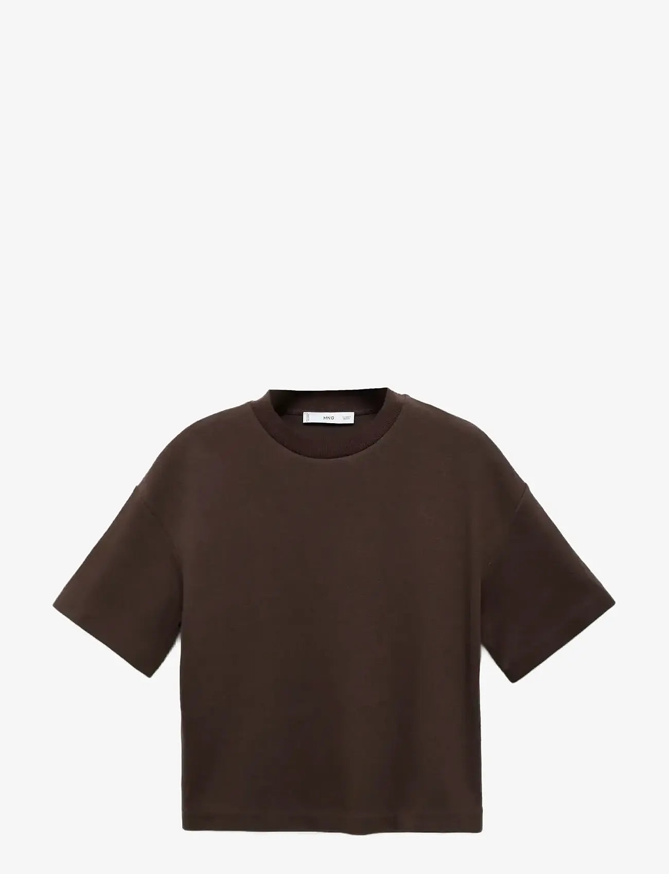 Mango - Cotton short-sleeved t-shirt - sügisesed riided - brown - 0