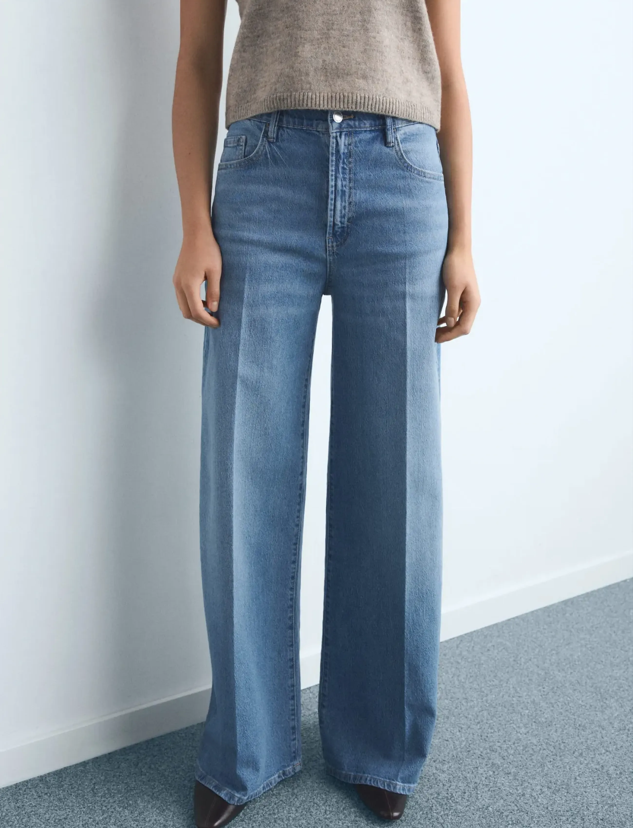 Mango High-waisted wide leg jeans - Kläder - OPEN BLUE / blue
