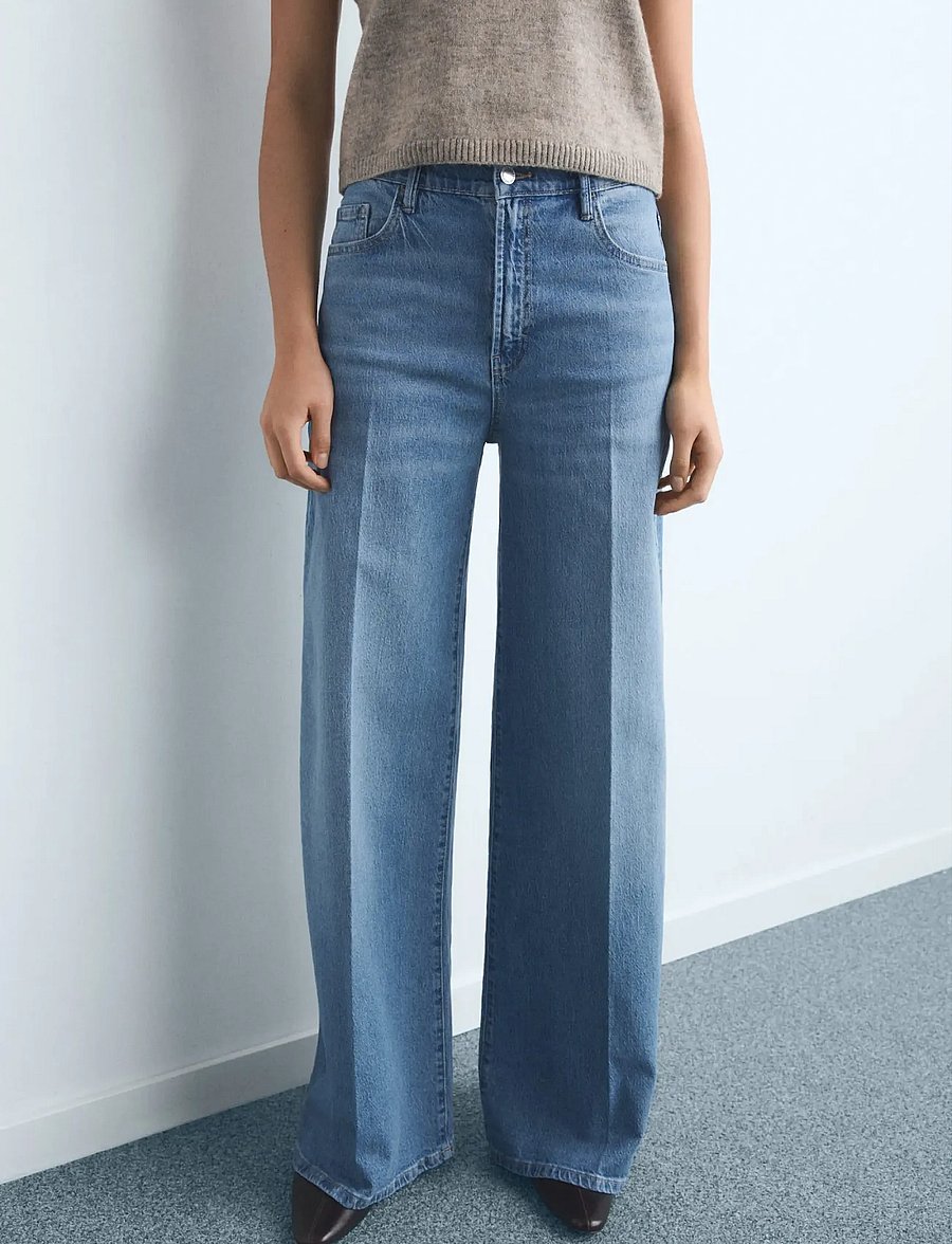 Mango - High-waisted wideleg jeans - open blue - 0