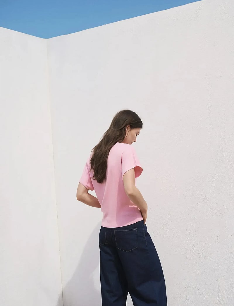 Mango - Short-sleeved polo-neck sweater - pikéer - pink - 2