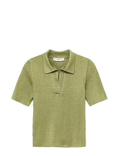 Mango Lurex polo neck sweater - Poloer - GREEN / green