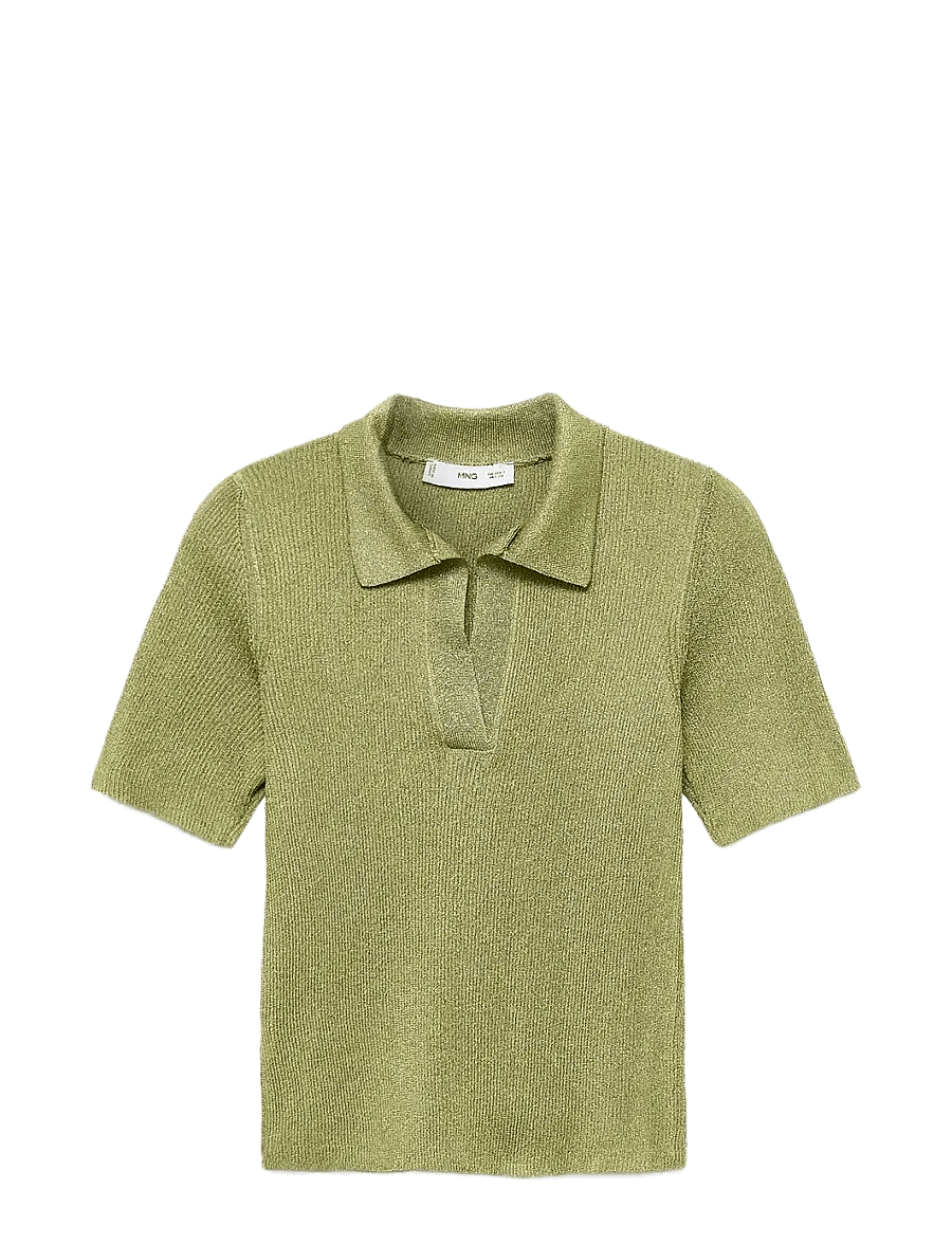 Mango - Lurex polo neck sweater - striktrøjer - green - 1