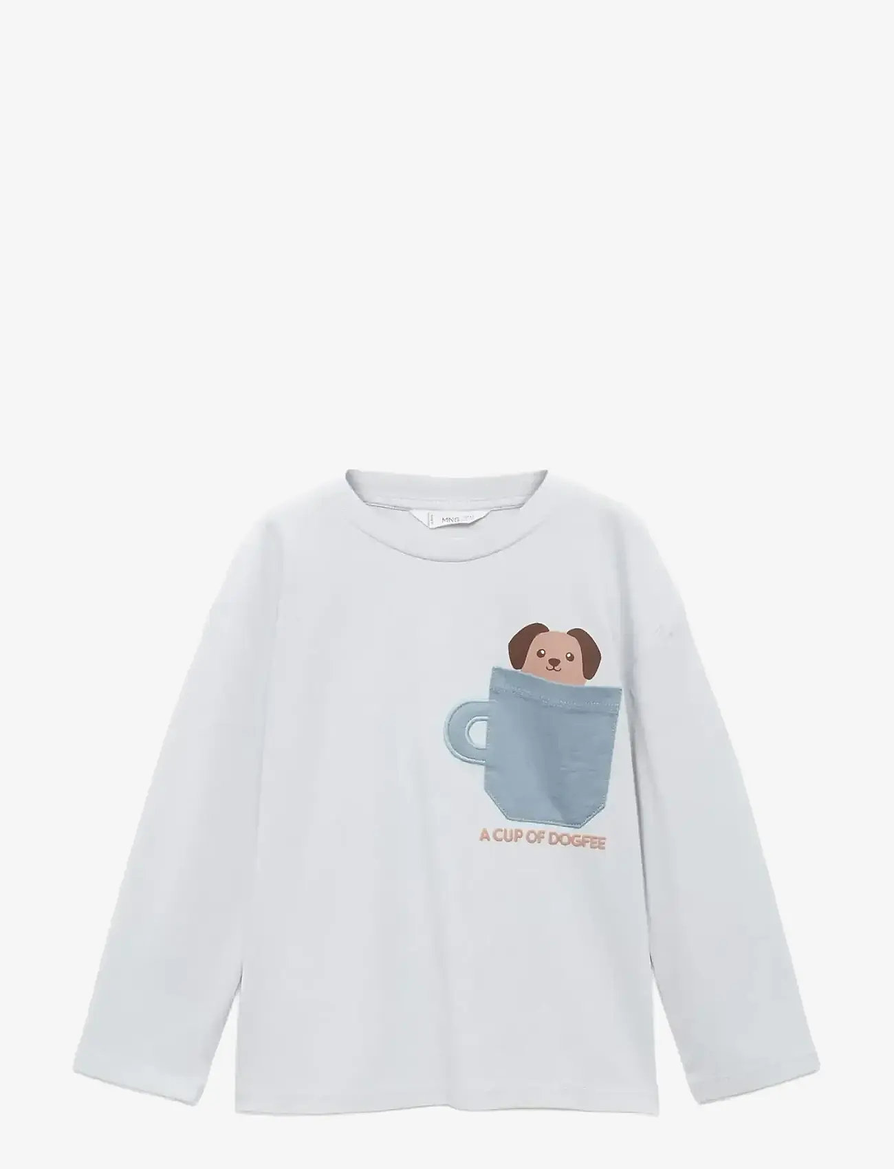 Mango - Chest-pocket printed T-shirt - långärmade t-shirts - lt-pastel blue - 0