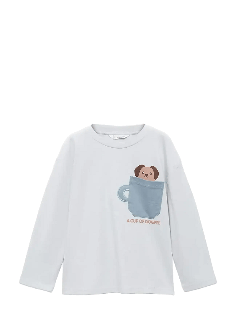 Mango - Chest-pocket printed T-shirt - langærmede t-shirts - lt-pastel blue - 0
