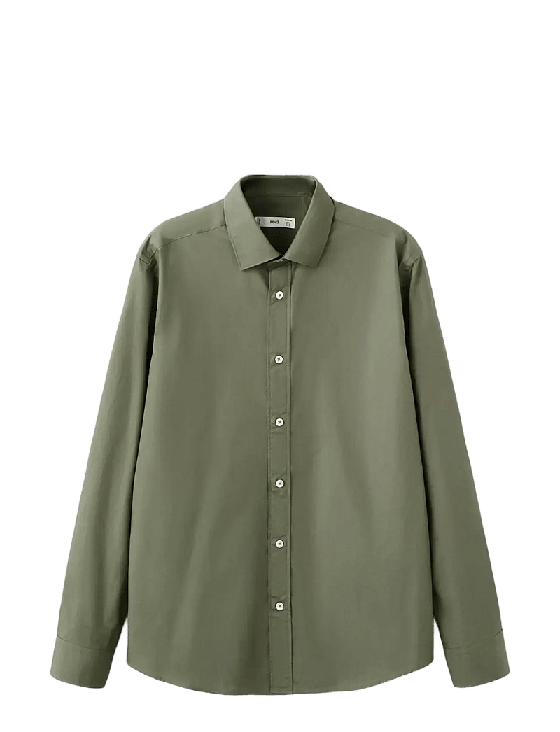 Mango - Regular-fit 100% cotton shirt - casual hemden - beige - khaki - 1