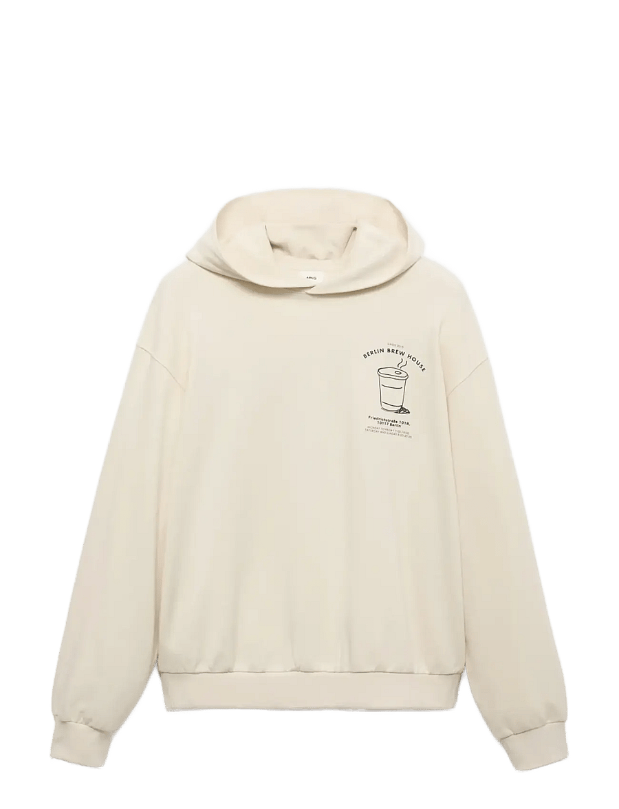 Mango - Graphic hooded sweatshirt - hættetrøjer - light beige - 1