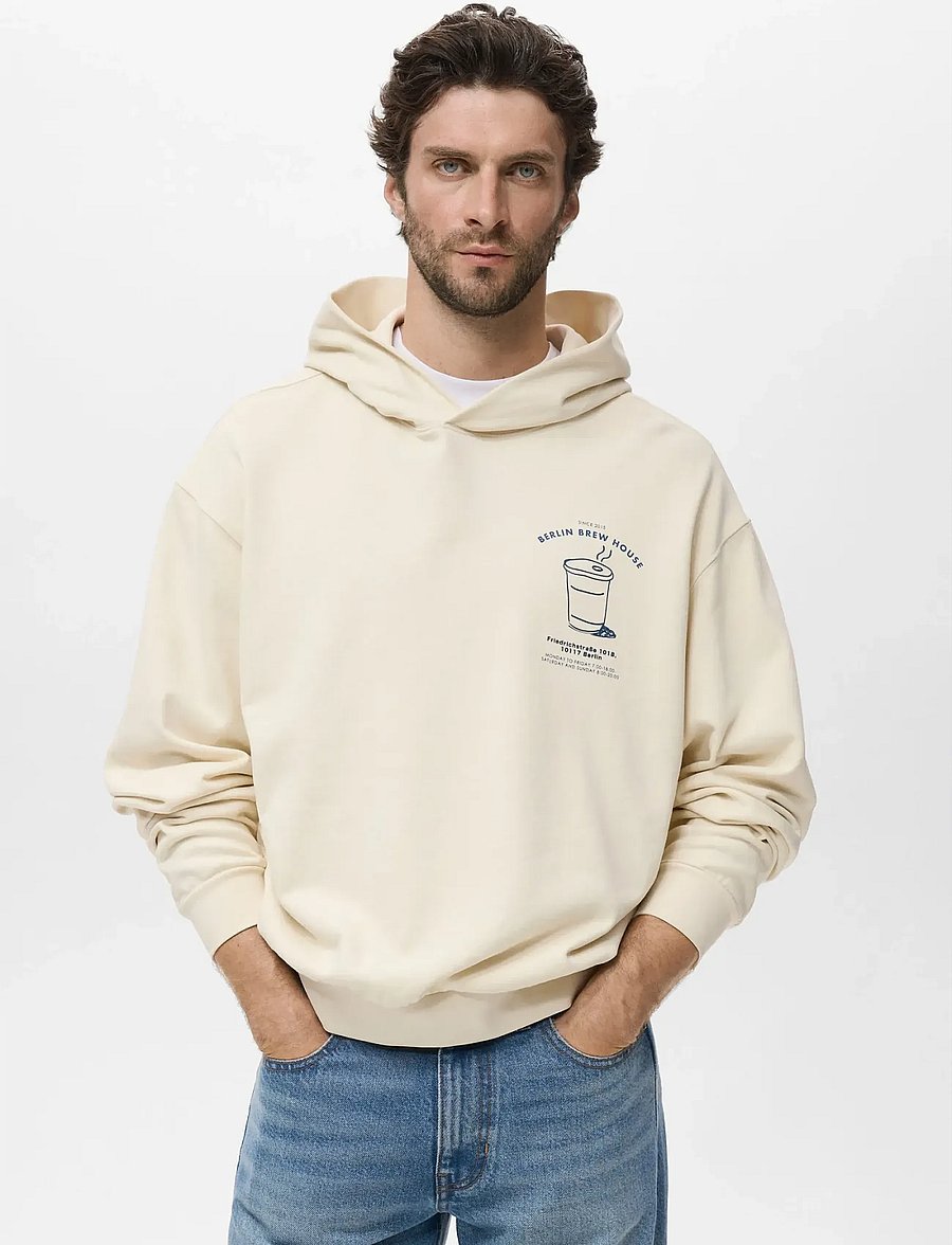 Mango - Graphic hooded sweatshirt - hættetrøjer - light beige - 0