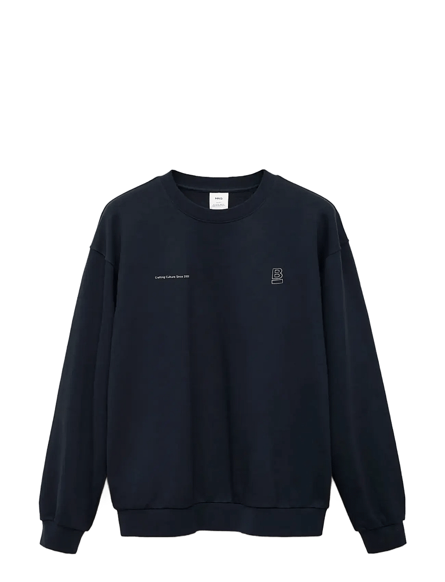 Mango - 100% cotton sweatshirt text - kollektioner - navy - 1