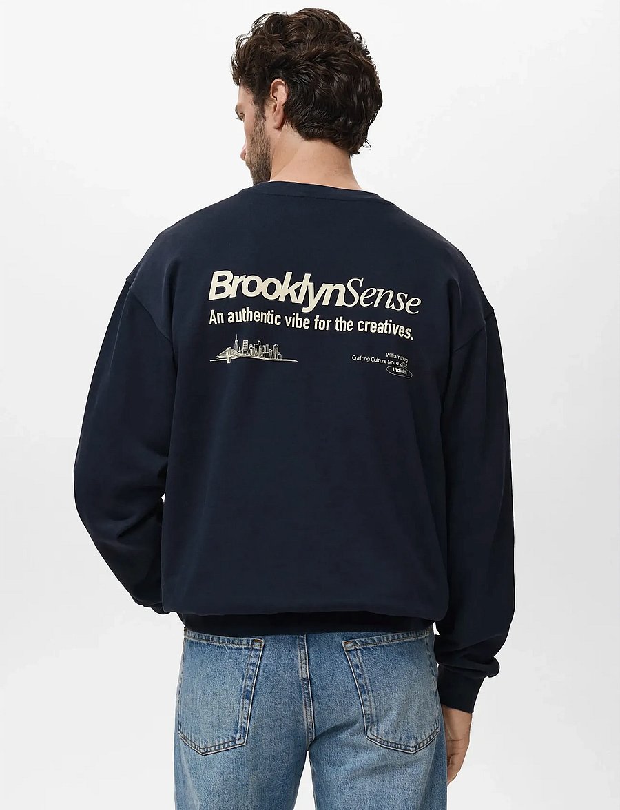 Mango - 100% cotton sweatshirt text - kollektioner - navy - 3