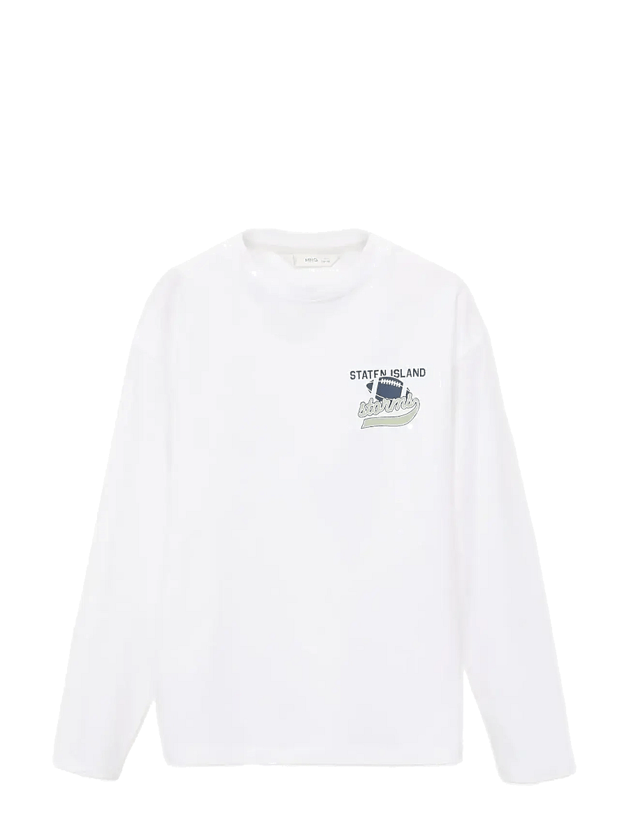 Mango - Printed long sleeve t-shirt - långärmade t-shirts - white - 0