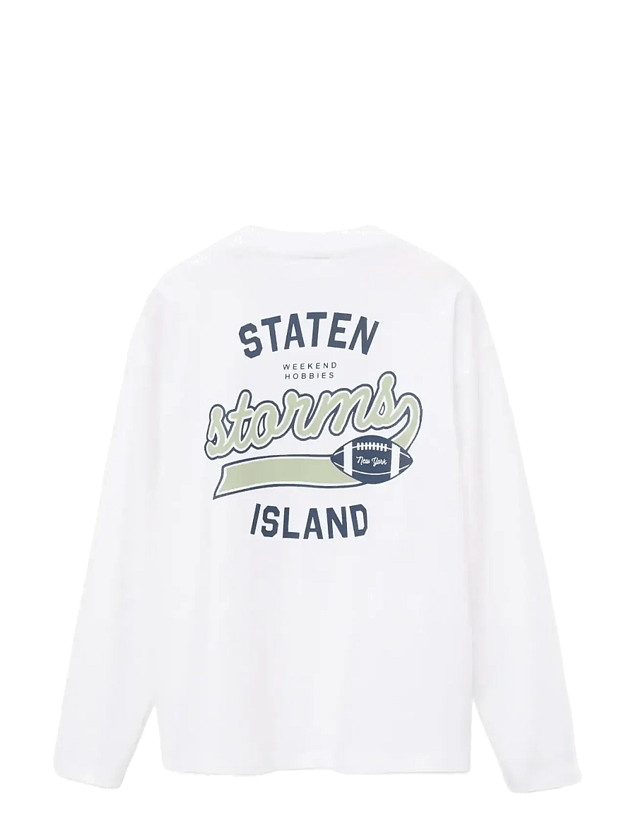 Mango - Printed long sleeve t-shirt - långärmade t-shirts - white - 1