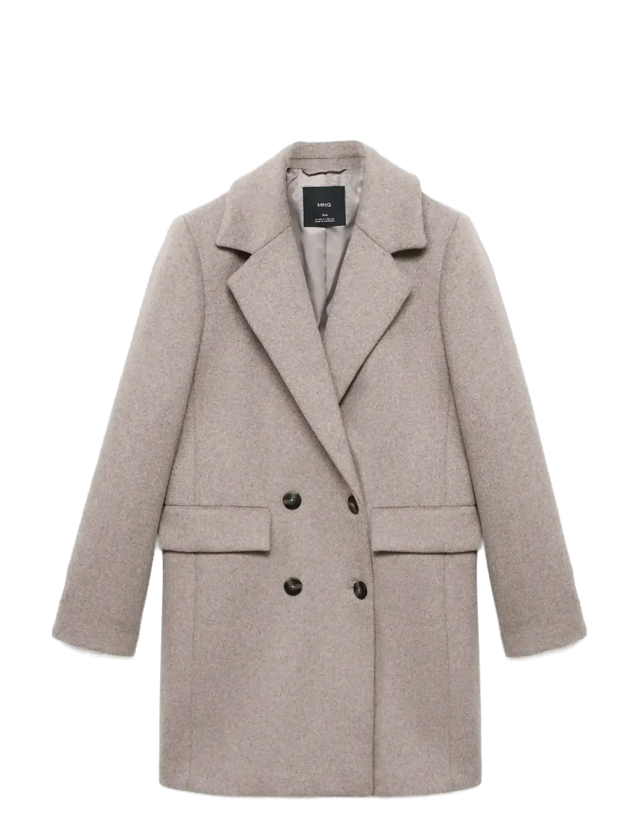 Double-breasted wool coat - MEDIUM BROWN