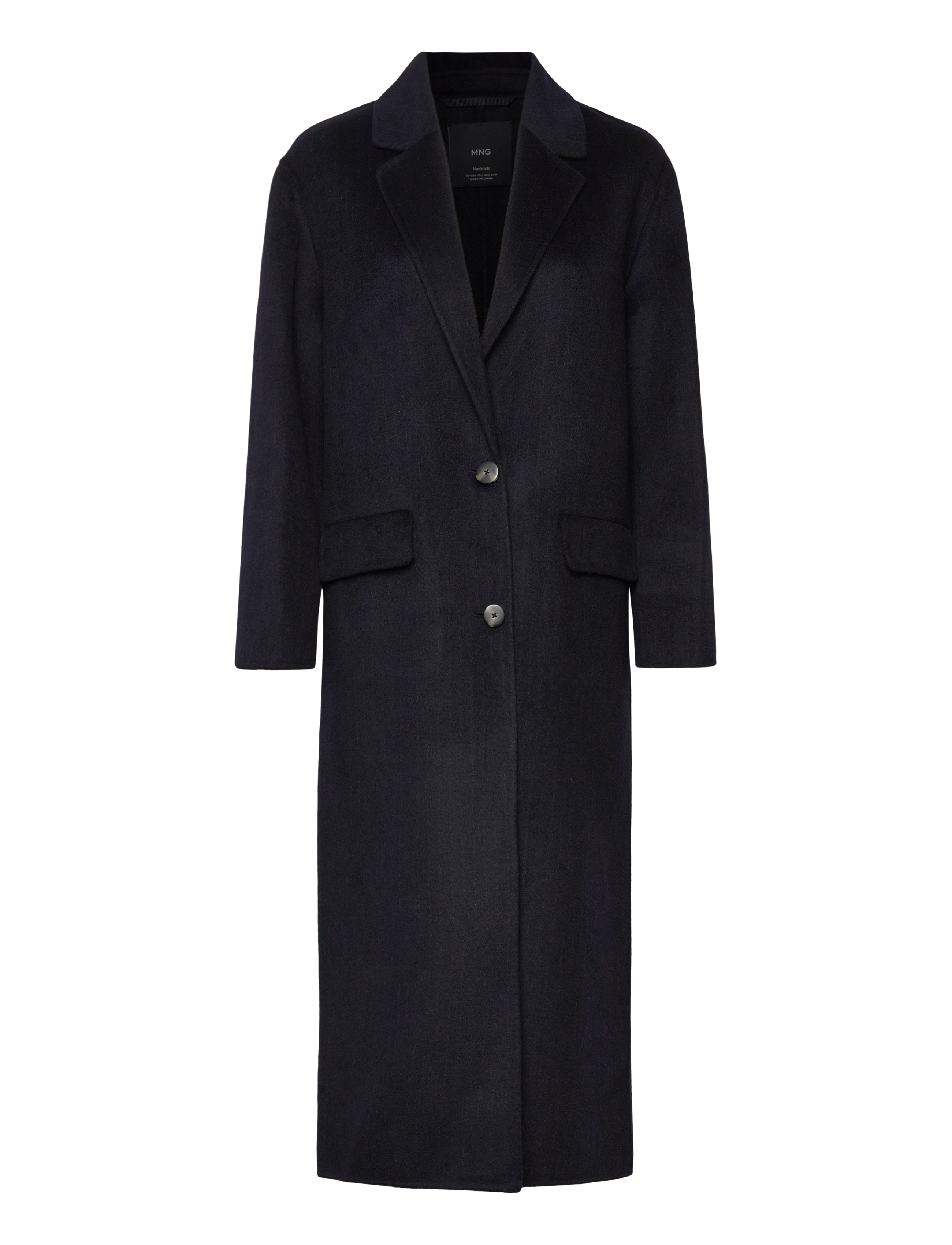 MANGO Long Wolle Mantel Navy - S - Damen