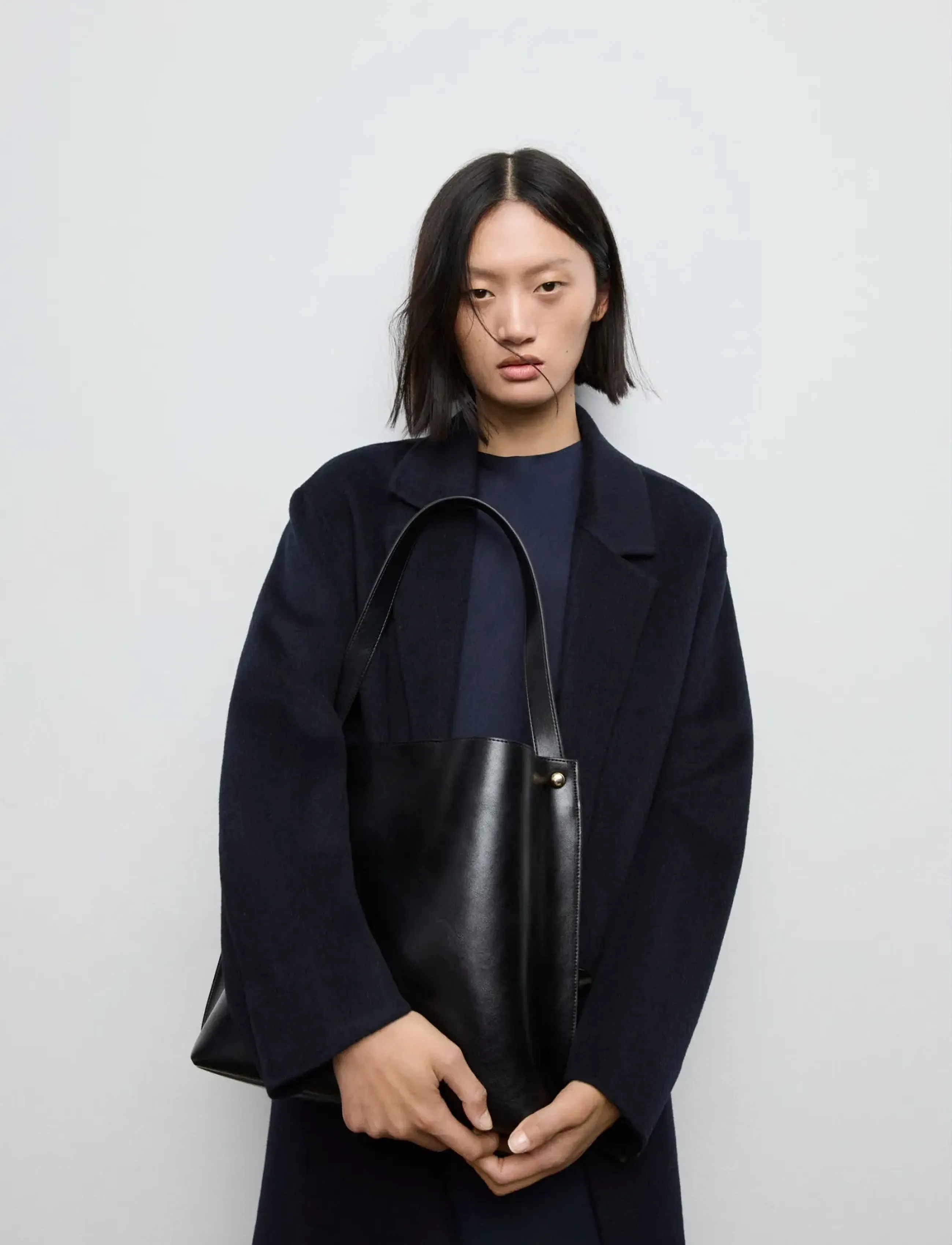 Mango Long Wool Coat, Kvinder, Lang Uldfrakke, Navy, Str: S