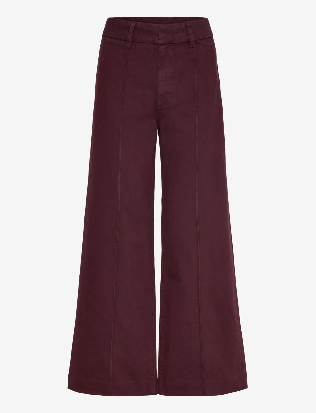 Mango - High-waisted wide leg jeans with stitching - hosen mit weitem bein - dark red - 1