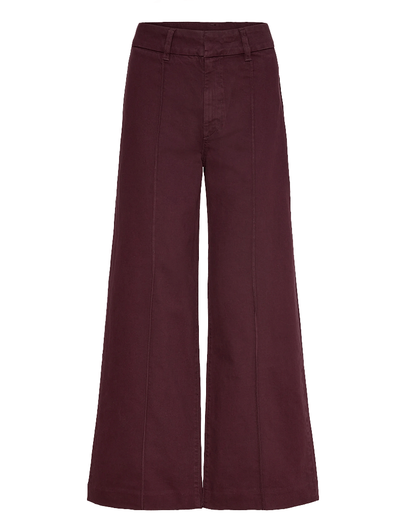 Mango - High-waisted wide leg jeans with stitching - hosen mit weitem bein - dark red - 1