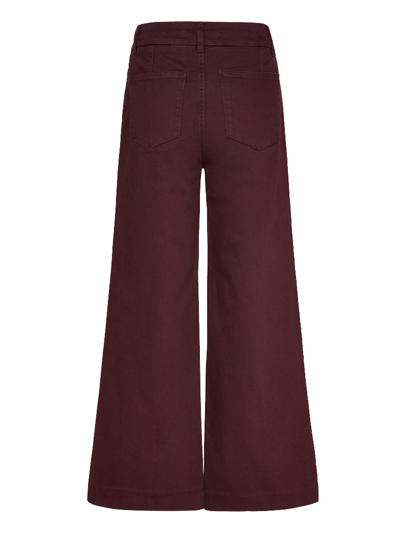 Mango - High-waisted wide leg jeans with stitching - hosen mit weitem bein - dark red - 2