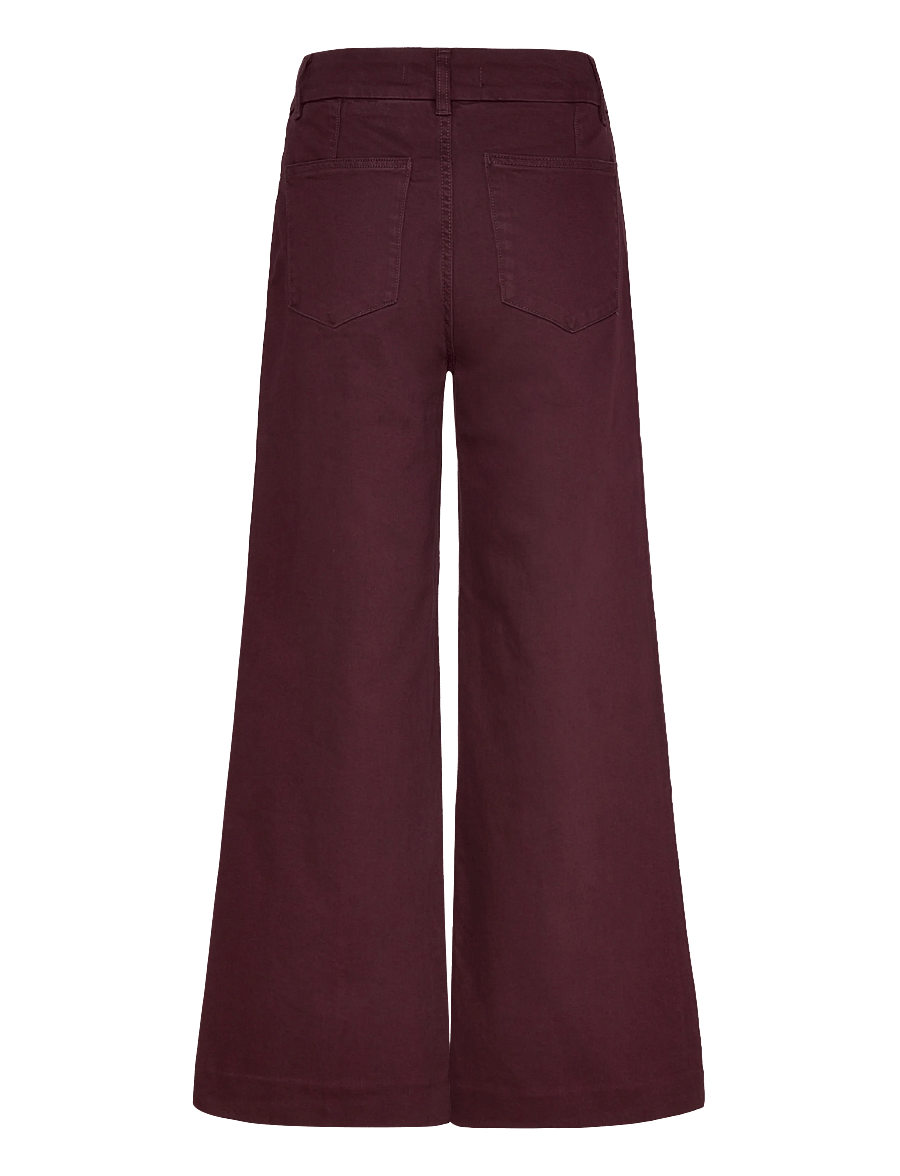 Mango - High-waisted wide leg jeans with stitching - hosen mit weitem bein - dark red - 2