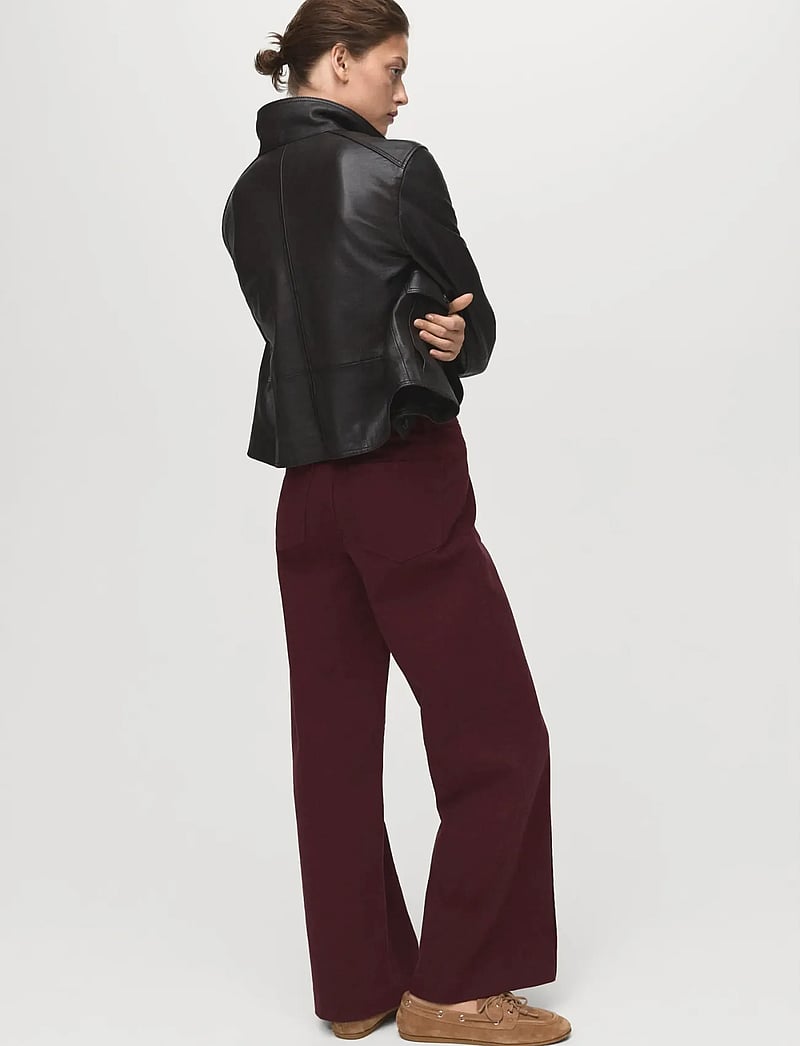 Mango - High-waisted wide leg jeans with stitching - hosen mit weitem bein - dark red - 3