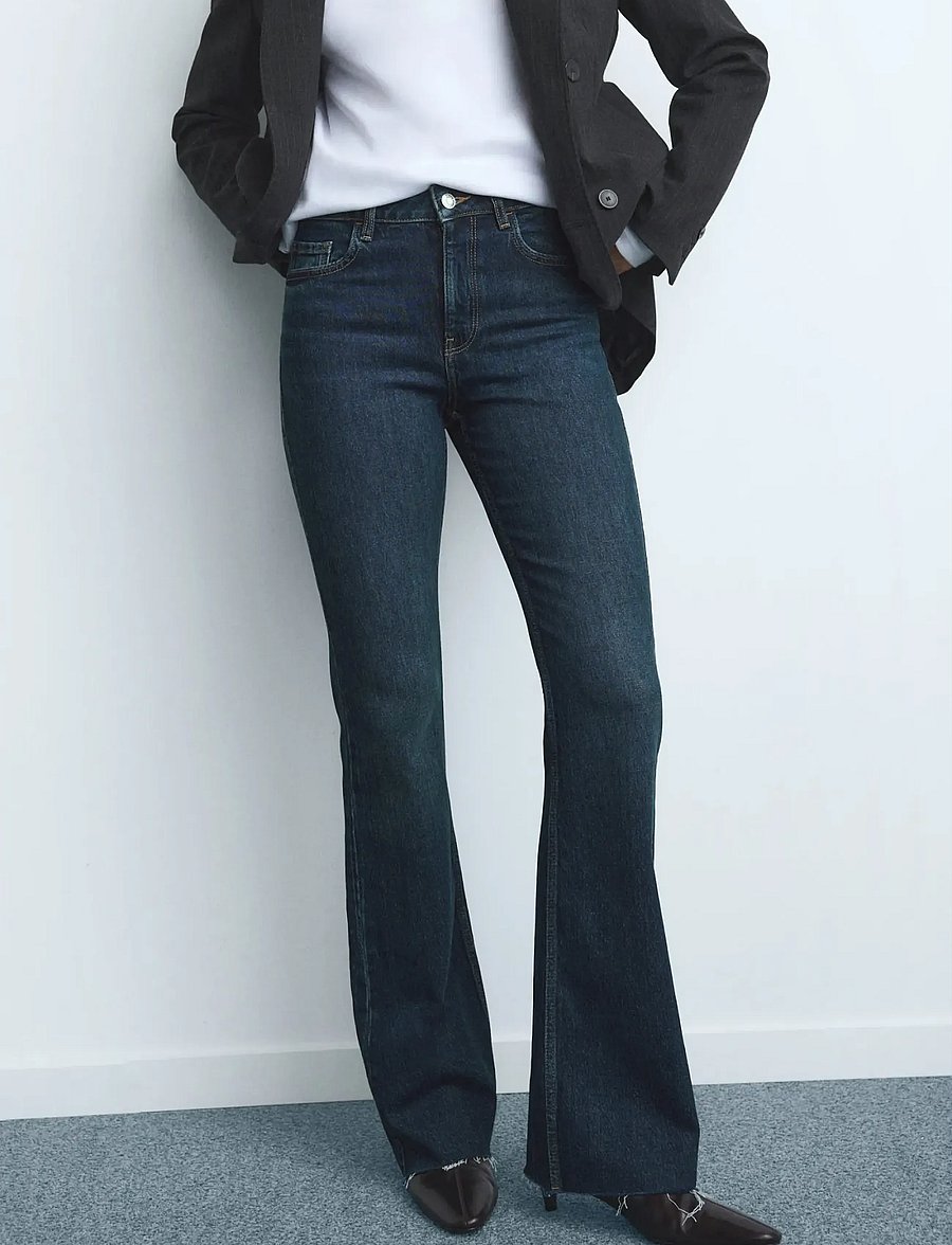 Mango - Fiona flared mid-rise jeans - flared jeans - open blue - 0
