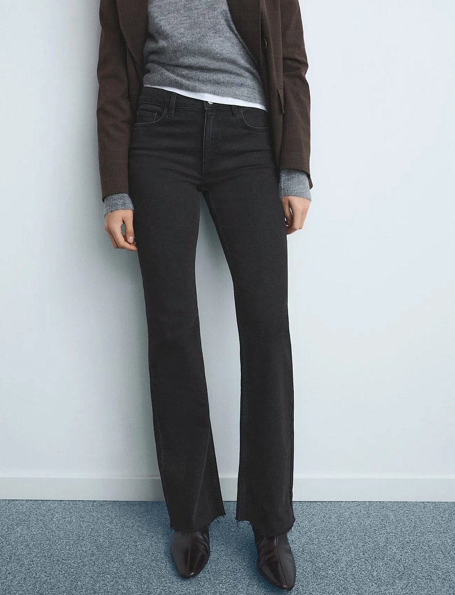Mango - Fiona flared mid-rise jeans - open grey - 0
