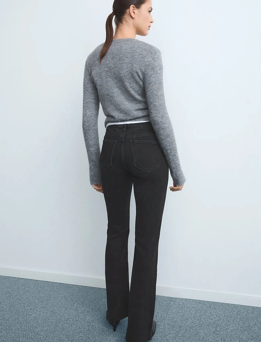 Mango - Fiona flared mid-rise jeans - open grey - 3