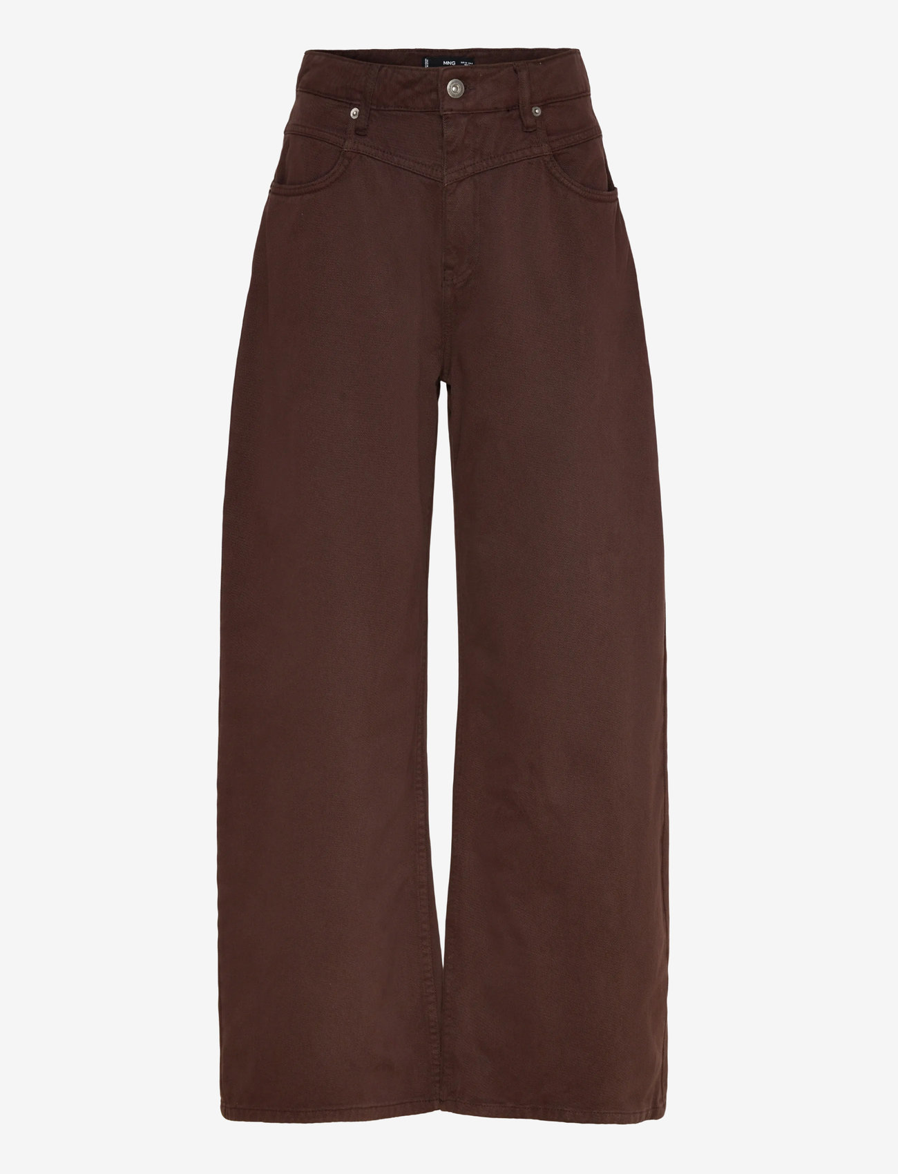 Mango - Wide-leg mid-rise loose-fit jeans - brede jeans - dark brown - 0