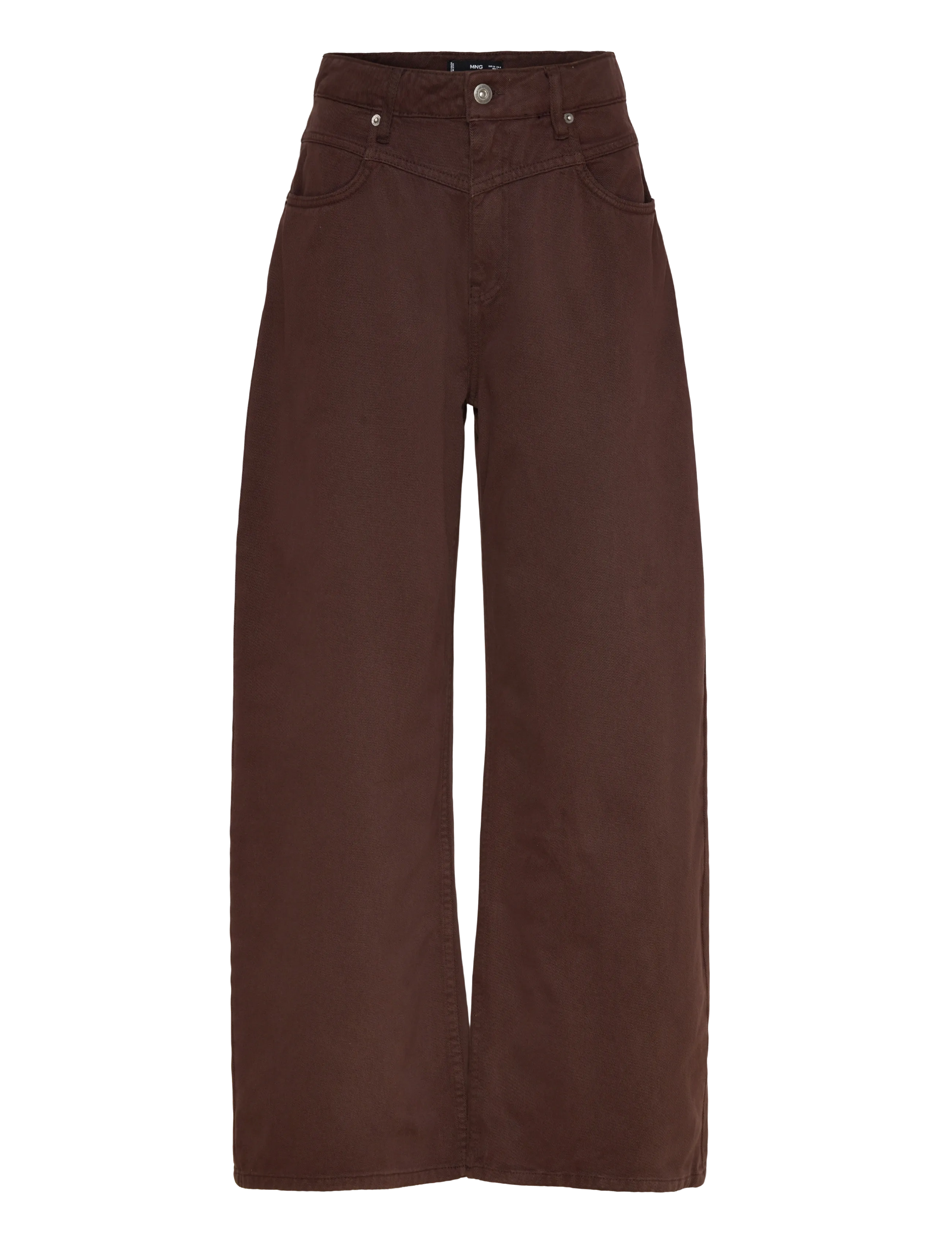 Wide-leg mid-rise loose-fit jeans - DARK BROWN