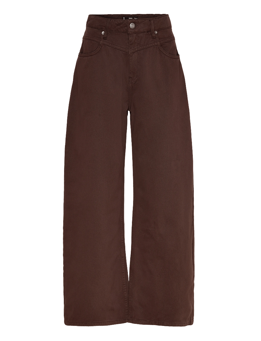 Mango - Wide leg mid-rise loose-fit jeans - brede jeans - dark brown - 1