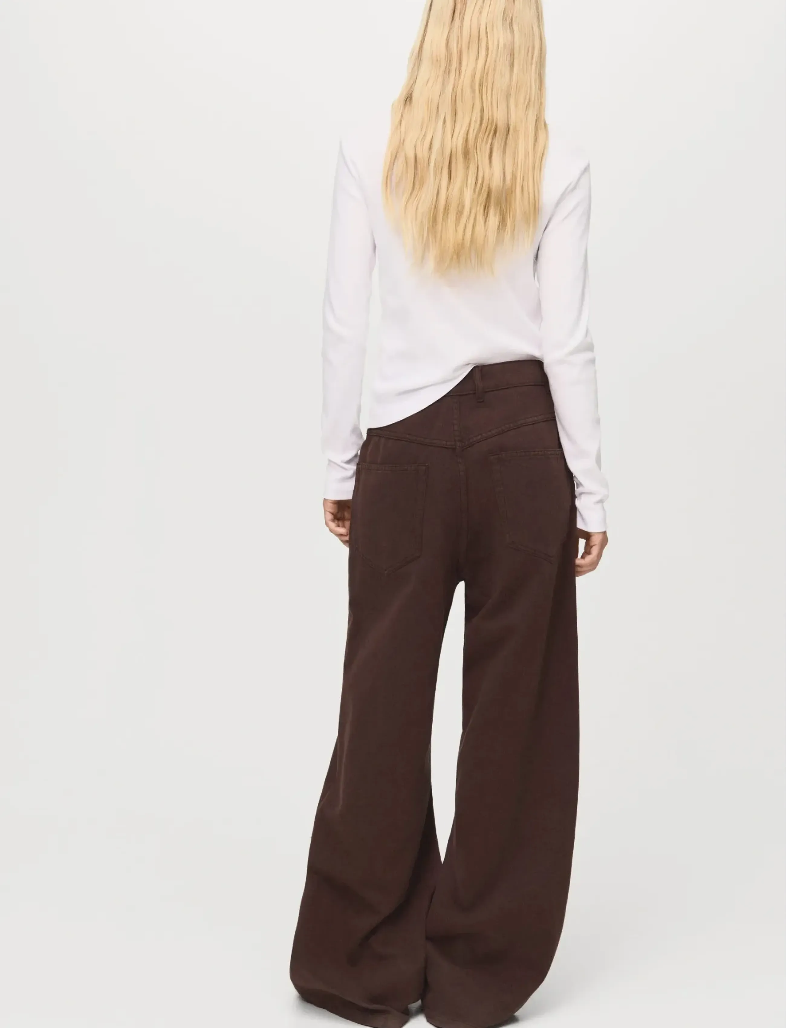 Mango - Wide leg mid-rise loose-fit jeans - dark brown - 3