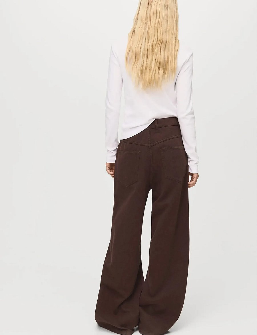 Mango - Wide leg mid-rise loose-fit jeans - brede jeans - dark brown - 3