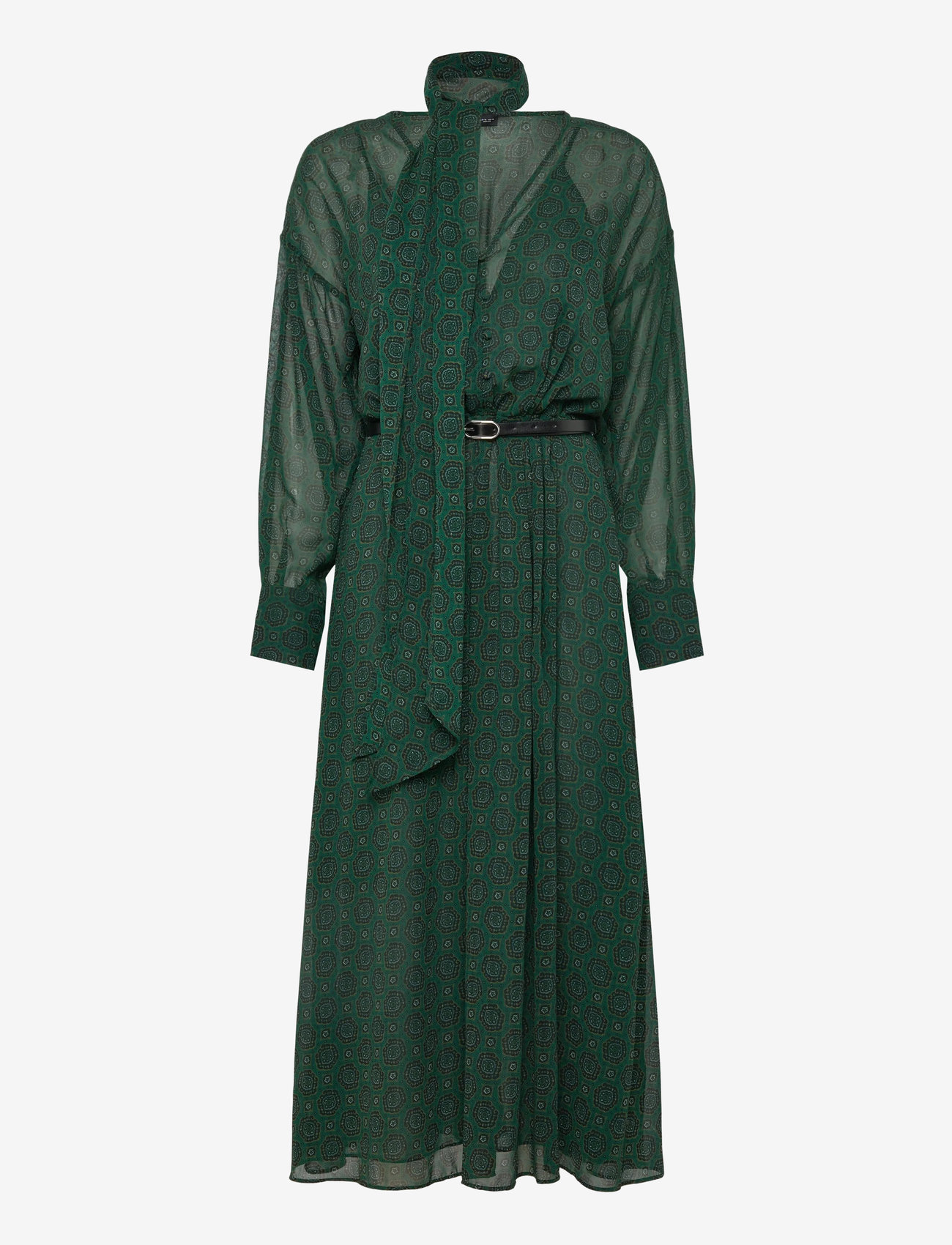 Mango - Printed dress with foulard - aftonklänningar - green - 1