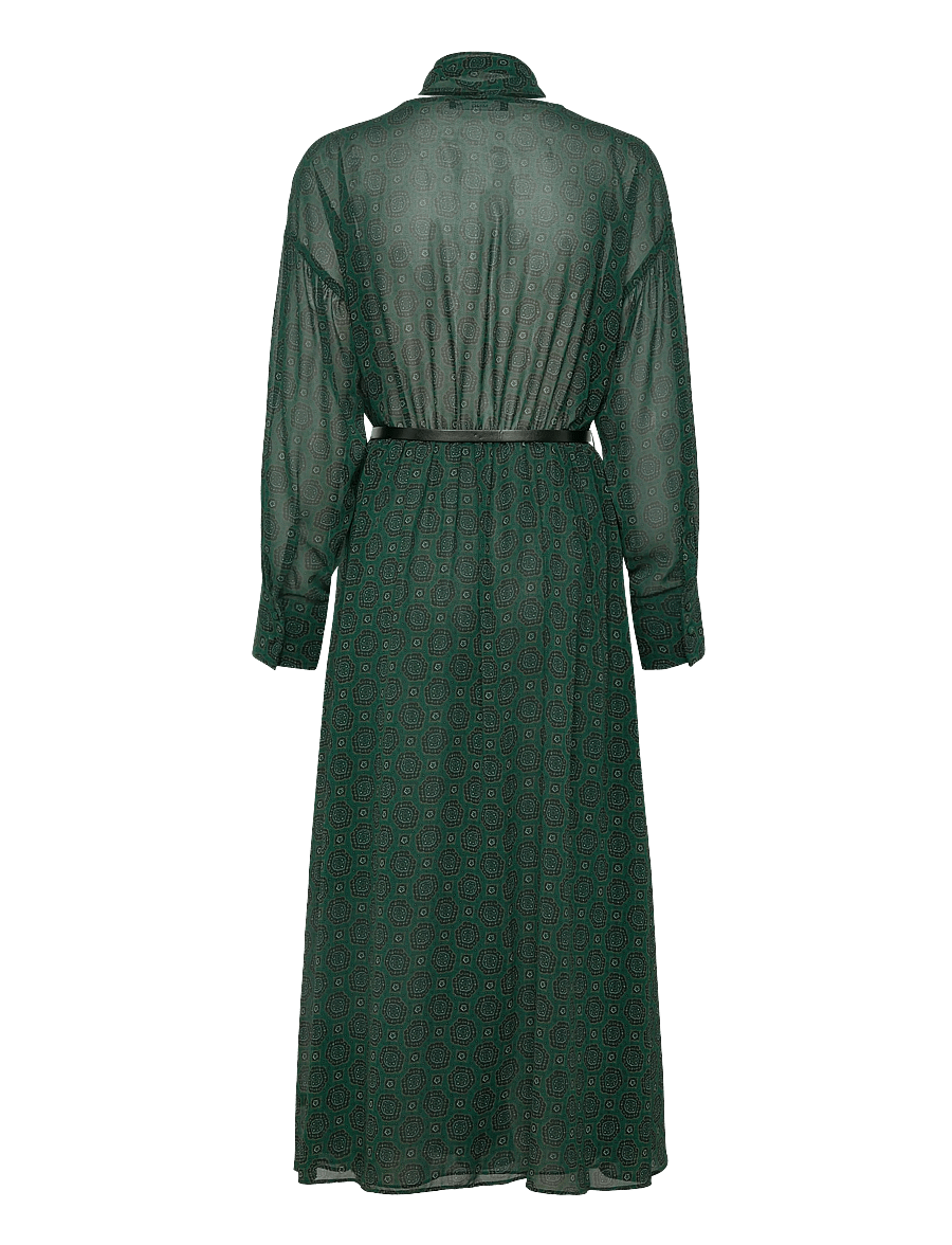 Mango - Printed dress with foulard - aftonklänningar - green - 2