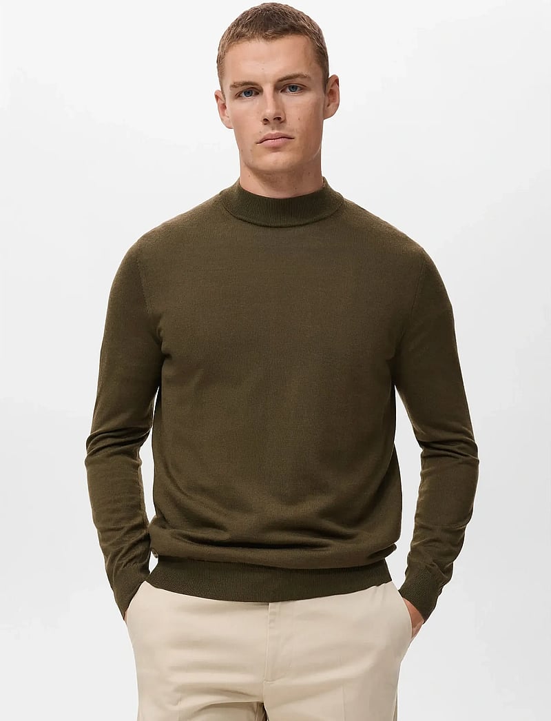 Mango - 100% merino wool roll neck jumper - rundhalsad - dark green - 0