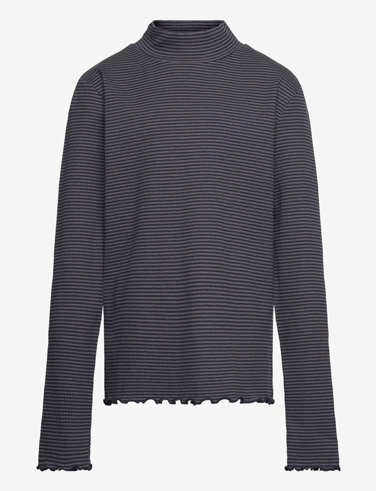 Mango - Scalloped hem striped t-shirt - langærmede t-shirts - navy - 1